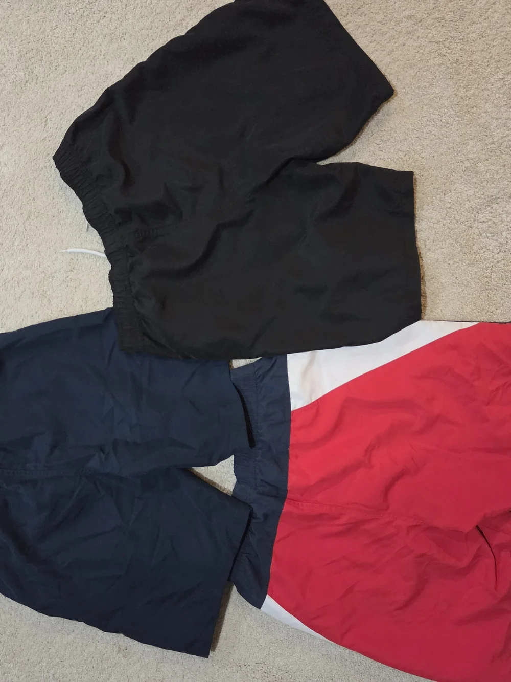 Bundle Of 3 Boys 14- Drawstring Athletic Shorts - Black, Navy & Red